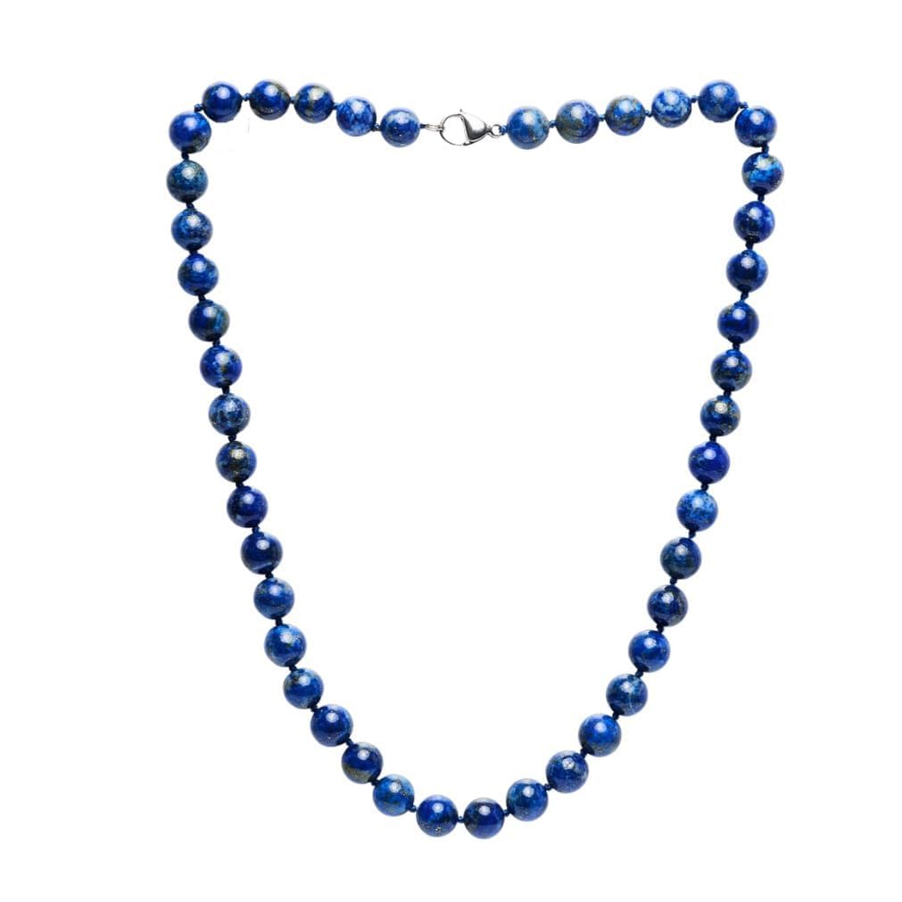 Edelstein Perlenkette Damen | Handgefertigte 10mm Naturstein Heilstein Halskette für Frauen und Mädchen (Blauer Lapislazuli)