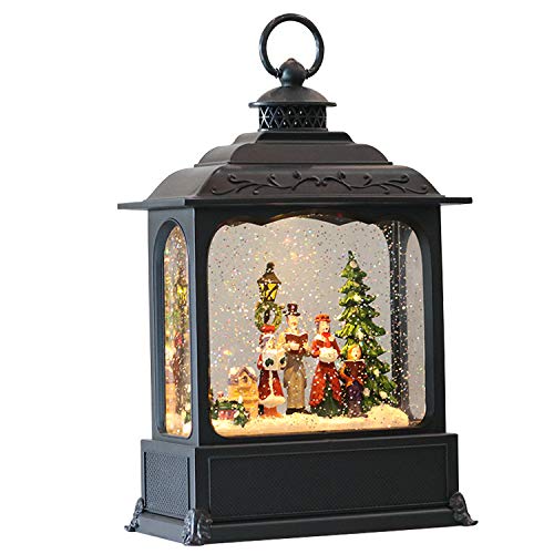 Image of Eldnacele Musical Snow Globe Lantern with Timer, Lighted USB /Battery Operated Swirling Singing Water Glittering Lantern, Snow Globes for Adults and Kids Christmas Decoration- Carolers