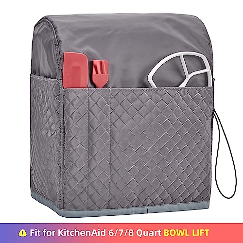 Homeststandmixerquilteddustcoverwithpocketscompatiblewithkitchenaid678quartbowlliftgreypatentdesign Urban Country Home Decor Homest stand mixer quilted dust cover with pockets compatible with kitchenaid 678 quart bowl lift grey patent design urban country home decor