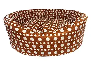 Choostix Bed, Dog & Cat EPE Foam Basket, Royal Round, Ultra Soft, Polka Dot, Brown, Medium, 900 Gram