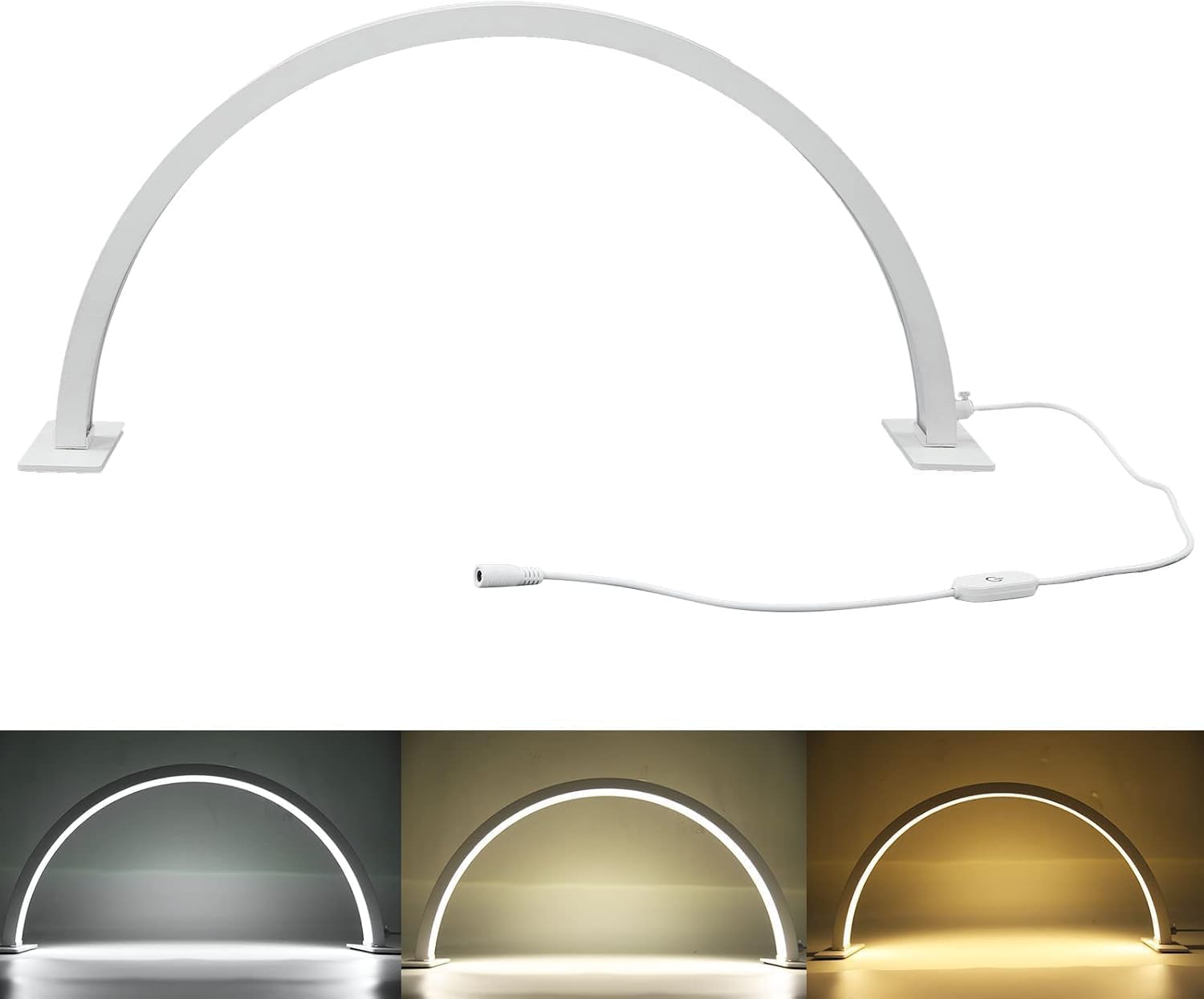 Lampe demi lune onglerie, Trois types de lumière réglableslampe demi lune, Pour la beauté, les cils, les ongles, les lèvres, les tatouages (Blanc, 75com)