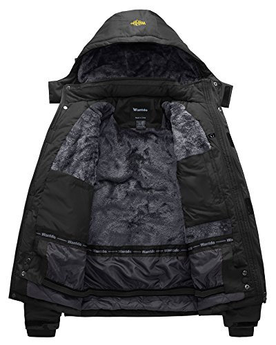 Wantdo Men's Mountain Waterproof Ski Jacket Windproof Rain Jacket Black XXXL