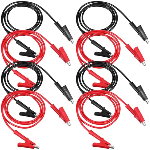 Image of OUNONA Jumper Wire Kit with Alligator Clips 8 Pcs Electrical Test Leads Dual Ended Clip Wires for Multimeter Testing Circuit Connections Red and Black 39.37 in