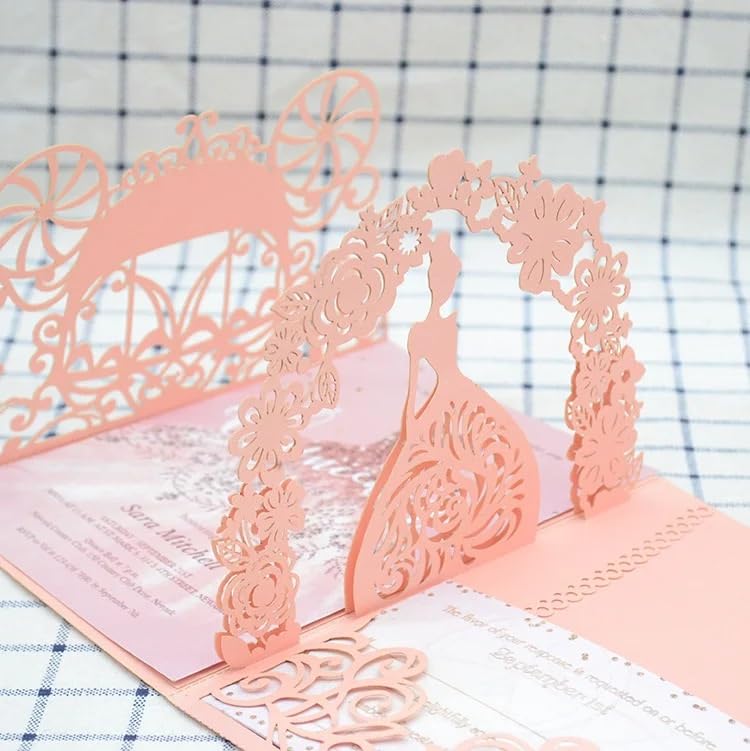 Hochzeitskarte Rosa Umschlag falten(Light blue)