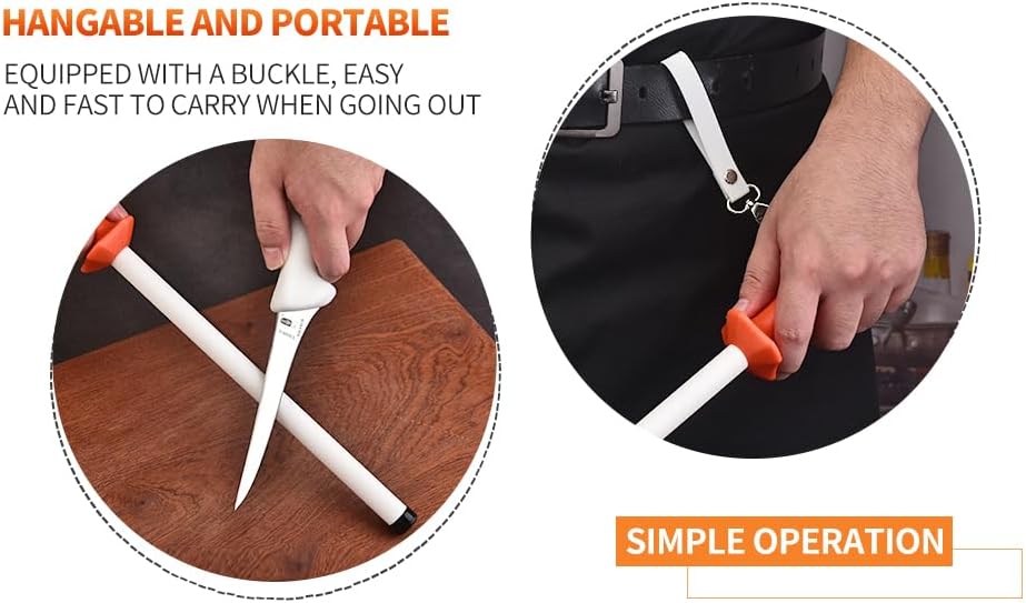 Miniatura 7 de YAOHUA Varilla afiladora de cuchillos de cerámica para chefs y cocineros caseros, varilla de afilado de cerámica, acero para cuchillos de cocina,