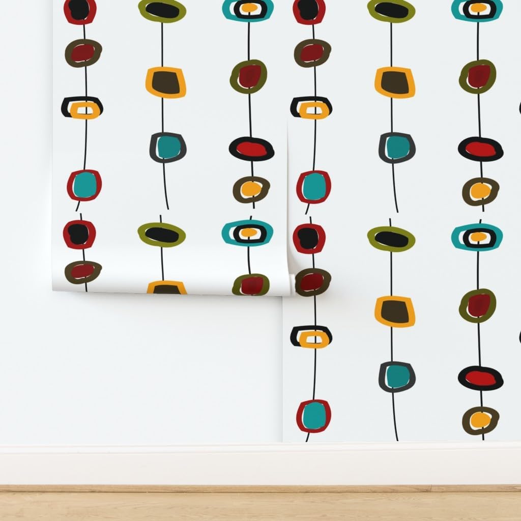 Removable Wallpaper Swatch - Mid Century Modern Abstract Atomic Era Vintage Custom Pre-Pasted Wallpaper by Spoonflower