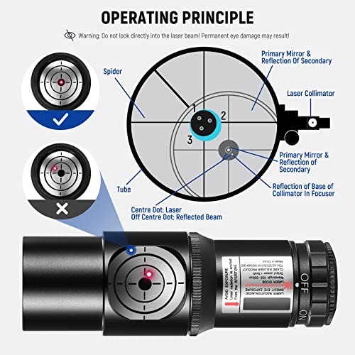 NEEWER Red Laser Collimator, Adjustable 1.25" Collimation Eyepiece with 2" Adapter, Telescope Accessory Compatible with Newtonian Dobsonian Marca Reflector Telescope, LS-T9 - Image 3
