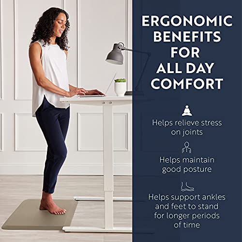 Kangaroo Thick Ergonomic Anti Fatigue Cushioned Kitchen Floor Mats, Standing Office Desk Mat, Waterproof Scratch Resistant Topside, Supportive All Day Comfort Padded Foam Rugs, 20X32, Mocha #TOP2