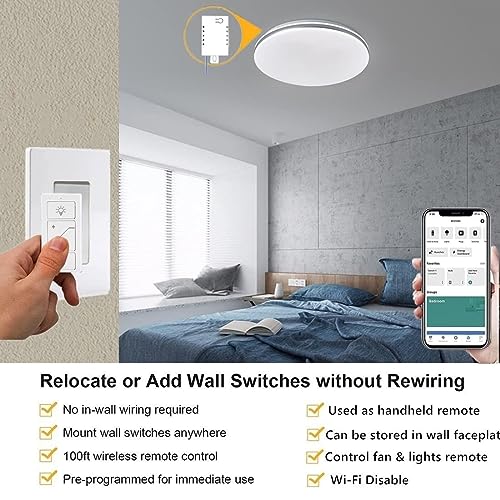Nexete Wireless Dimmer Switch,1 Receiver and 2 Remotes Kit,Wireless Dimming Remote Control,Bluetooth Work with Amazon Alexa Only,Voice Control,Fixture for Ceiling Lights Lamps by Nexete - Image 6
