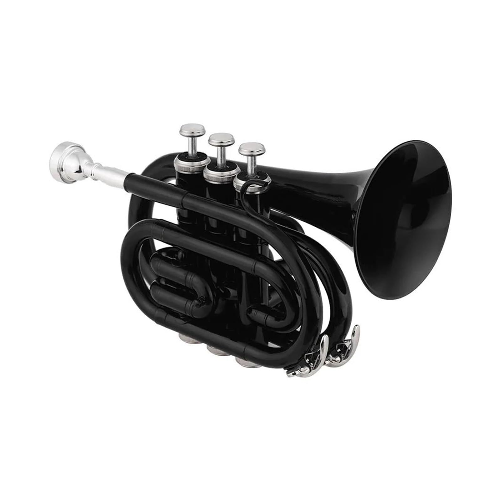Trąbki Trąbka Kieszonkowa Bb, Płaski Instrument Dęty Z Mosiądzu Z Ustnikiem, Futerał Do Przenoszenia Akcesoriów (Color : Bk)