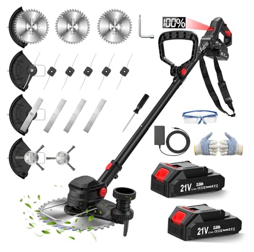 SMILOVII 21V Cordless Weed Wacker & Weed Eater Lawn Edger & Brush Cutter