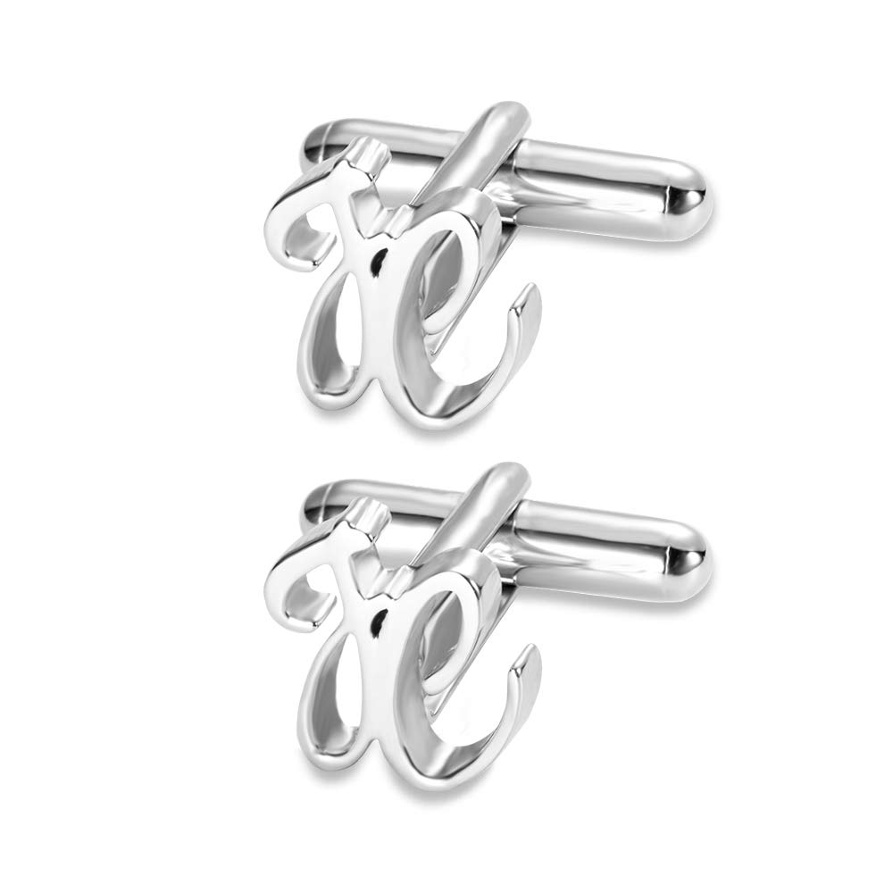 BYFDIY Gemelos personalizados con nombre de letra para hombre, de plata de ley 925, gemelos personalizados con inicial, regalo para hombres, regalo del día del padre para papá, talla única, Plata de ley, No