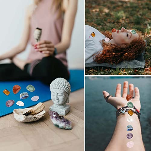 Healing Crystals Set, Chakra Healing Crystals for Beginners 7 Chakra Stone Set Natural Gemstones for Anxiety Relief Balancing Yoga Meditation and Spiritual Awakening Worry Stone Reiki Positivity Gift - Image 5