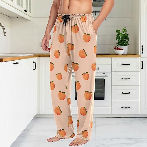 Fisyme Peach Fruit Mens Pajama Pants Men's Pajama Bottoms Soft Sleep Lounge Pj Pants3