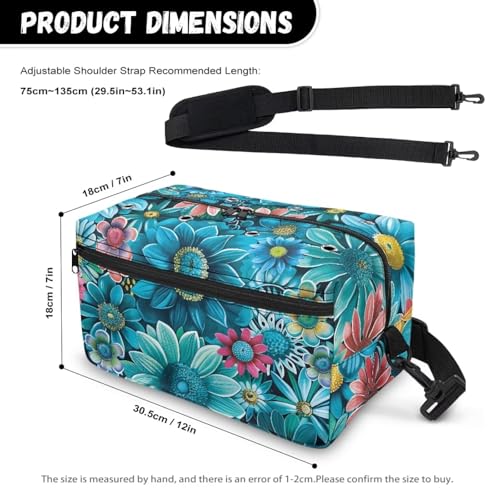 Image of Drnuikhe Blue Sunflower Portable Yarn Storage Bag for Knitting Kit, Large Crochet Bag Tote Gift Yarn Holder Case for Carrying Projects, Knitting Needles