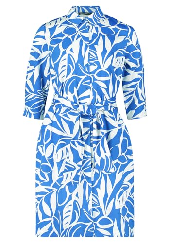 Betty Barclay Damen Hemdblusenkleid mit Knopfleiste 42, Blau/Weiß