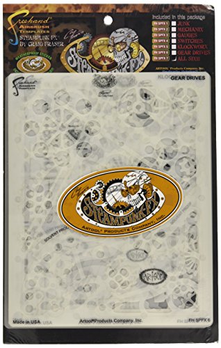 Iwata-Medea Artool Freehand Airbrush Templates, Steam Punk Fx Template - Complete Set Of 6 steampunk buy now online Iwata-Medea Artool Freehand Airbrush Templates, Steam Punk Fx Template - Complete Set Of 6 steampunk buy now online