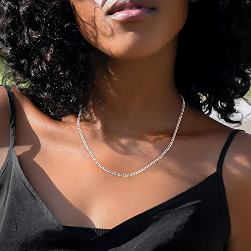 Gliveor Silver Chain For Men, 20 Inch Sterling Silver Chain Necklace For Men 3Mm Cuban Link Chain For Mens Silver Chain Mens Chain Sterling Silver Chain For Men Necklaces Chains For Men Jewelry Gifts #TOP2
