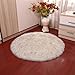 Insun Alfombras de Pelo Largo Alfombra de imitación de Piel de Cordero Mullida Alfombra Redonda para Salón Dormitorio Sofá Silla Cojín Blanco Gris 150cm Diámetro