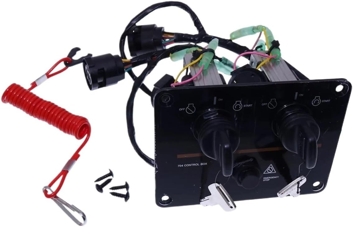 Outboard Dual Engine Key Switch Panel Assembly Fits 6K1-82570-08-001 Boat