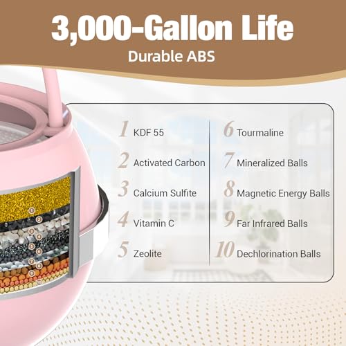 Image of SHLLKTTRY Bath Water Filter for Tub Faucet with Overflow,Filtration,Remove Contaminants,Chlorine,Fluoride,Hard Water Softener,Enhances Health of Skin,Hair,Nails,Relieve Eczema,3,000 Gallons,Pink