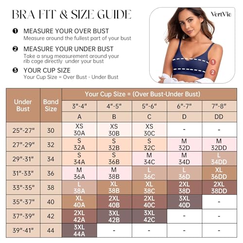 Sujetador cómodo sin aros Vertvie ropa interior push up suave de cobertura completa 7