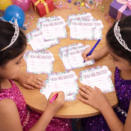 Image of Party Propz Princess Theme Birthday Invitation Cards - 20 Pcs, Celebration Invites for Girls, Double-Sided Kids Happy Birthday Card with Castle and Carriage Design (Cardstock)