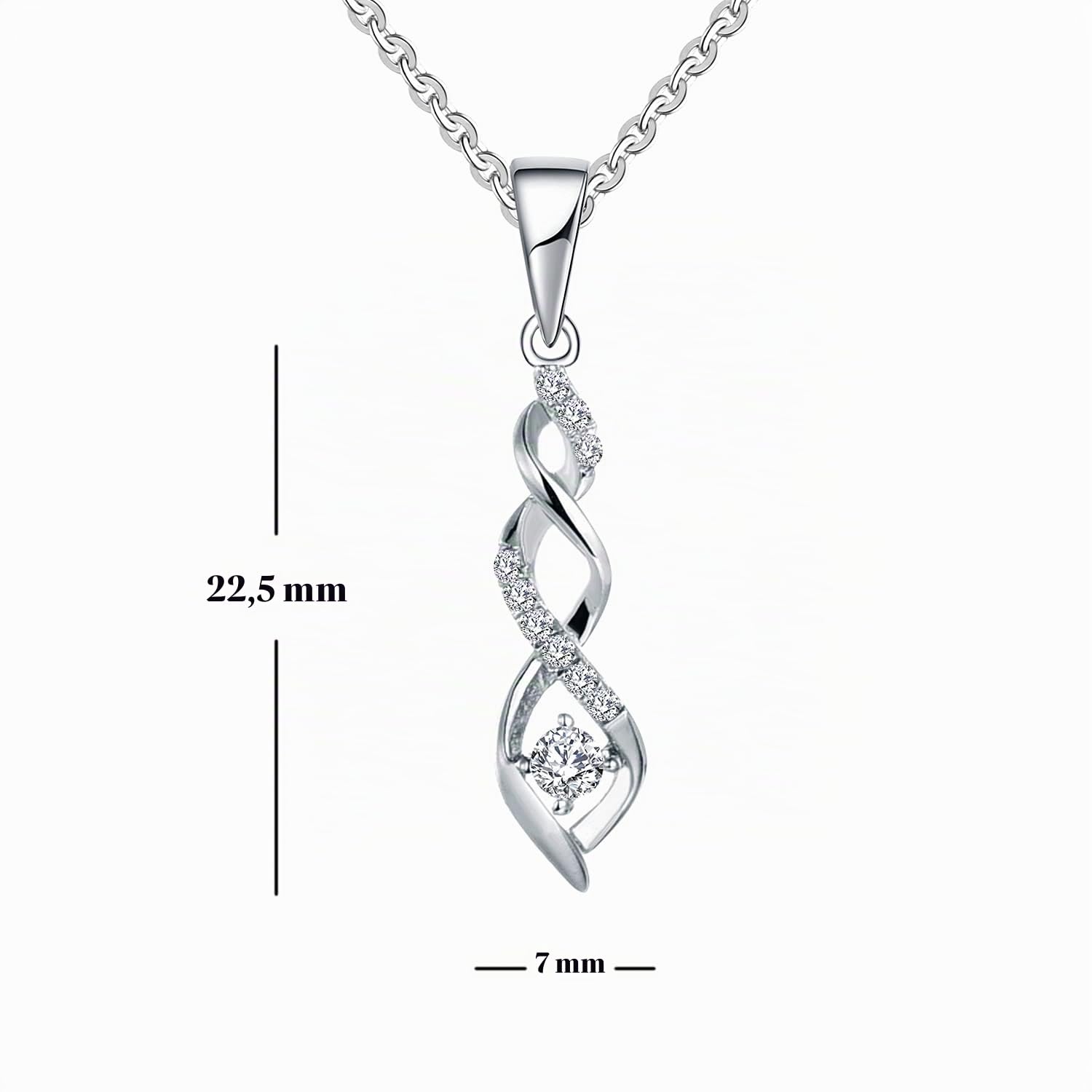 JO WISDOM Collana di Infinito Argento 925 Donna,Ciondolo con Catena Zirconia cubica 3A