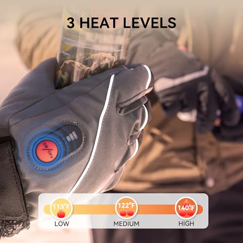 Image of SAVIOR HEAT Heated Gloves for Men Women, Rechargeable Electric Heated Leather Skiing and Snowboarding Gloves