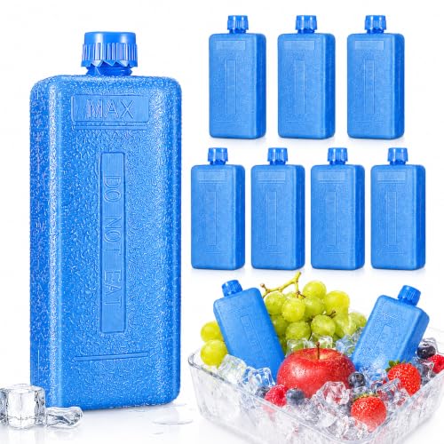 Ciieeo 8-Pack Reusable Ice Packs for Portable Air Conditioner Fan Mini Freezer Blocks for Cooler Bags Small Cooling Bricks for Lunch Box Picnic and Camping Blue Evaporative Chiller Accessories