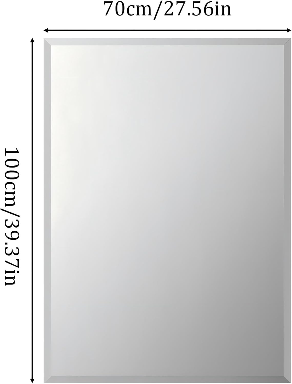 Frameless Rectangular Wall Mirror: Decorative Rectangle Mirrored Glass Vanity with Beveled Silver Edge for Bathroom Bedroom Livingroom Dining Room Entryway Hallway, 40 x 28 inch