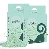 YODUPES Cat Litter, Lightweight Natural Tofu Clumping Cat Litter Odor Control 99.9% DustFree, Flushable Low Tracking, 10.6 LB Total, Pack of 2