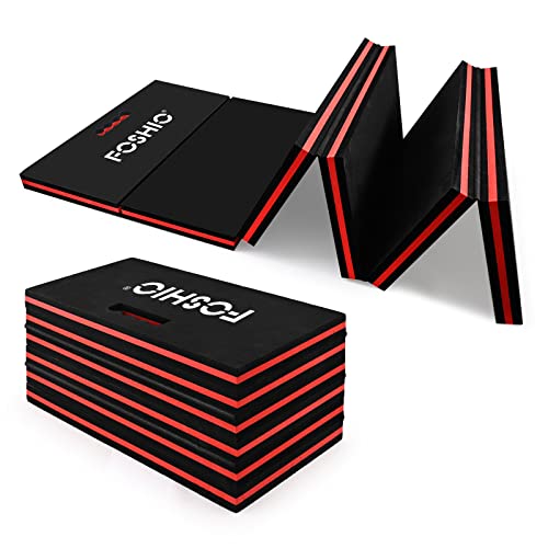 FOSHIO Foldable EVA Mat With Carrying Handles for Working Under Car Kneeling Garage Picnicking Gardening Foam Sleeping for Camping Home Gym (Red)