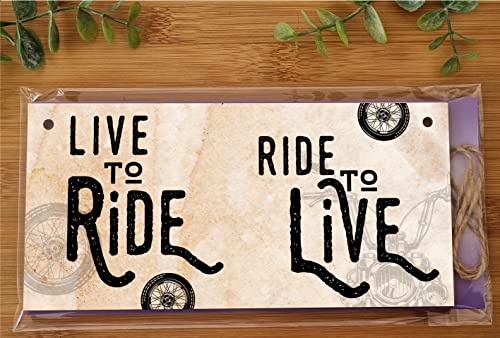 The Plum Penguin Handmade Wooden Hanging Wall Plaque Ride to Live Motorbike Enthusiast Bike Harley Decorative Sign Man Cave Garage - Image 3