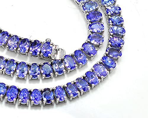 50.5 Cts Natural 6X4 Oval Cut Blue Tanzanite Necklace 925 Sterling Silver December Birthstone Wedding Jewelry Tennis Necklace Birthday Gift For Wife2