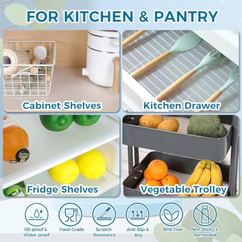 Image of ESPERO Fridge Mats, Kitchen Mat EVA Food Grade Multipurpose Washable Anti Slip Mat /Sheet for Fridge, Shelf Liners for Kitchen Shelves, Table, Kitchen Drawer mat - 300 x 45 cm (White)