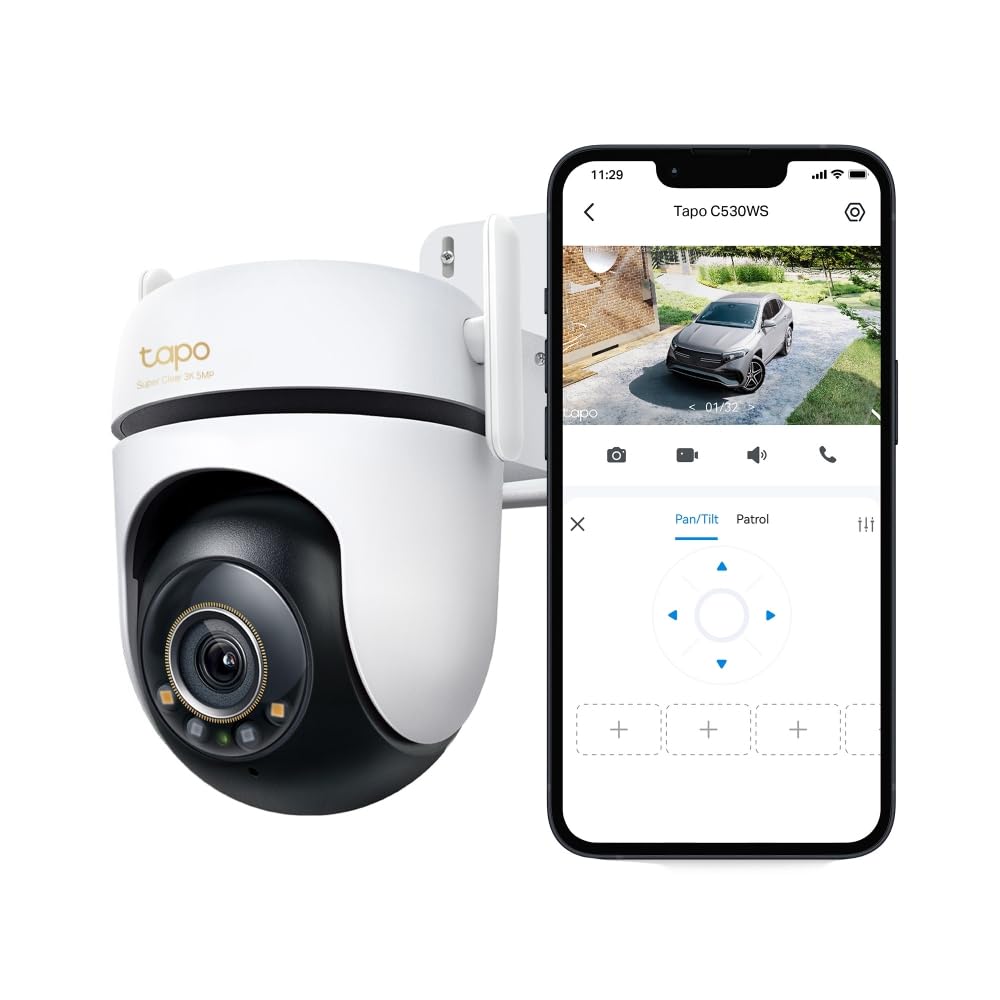 Tapo C530WS - Cámara Seguridad Exterior 360° 3K 5MP, Visión Nocturna Color, Resistencia IP66, Alarma Sonora/Luz, Detección AI, Almacenamiento Nube/SD 512GB, Audio Bidireccional Certificado ClimatePartner
