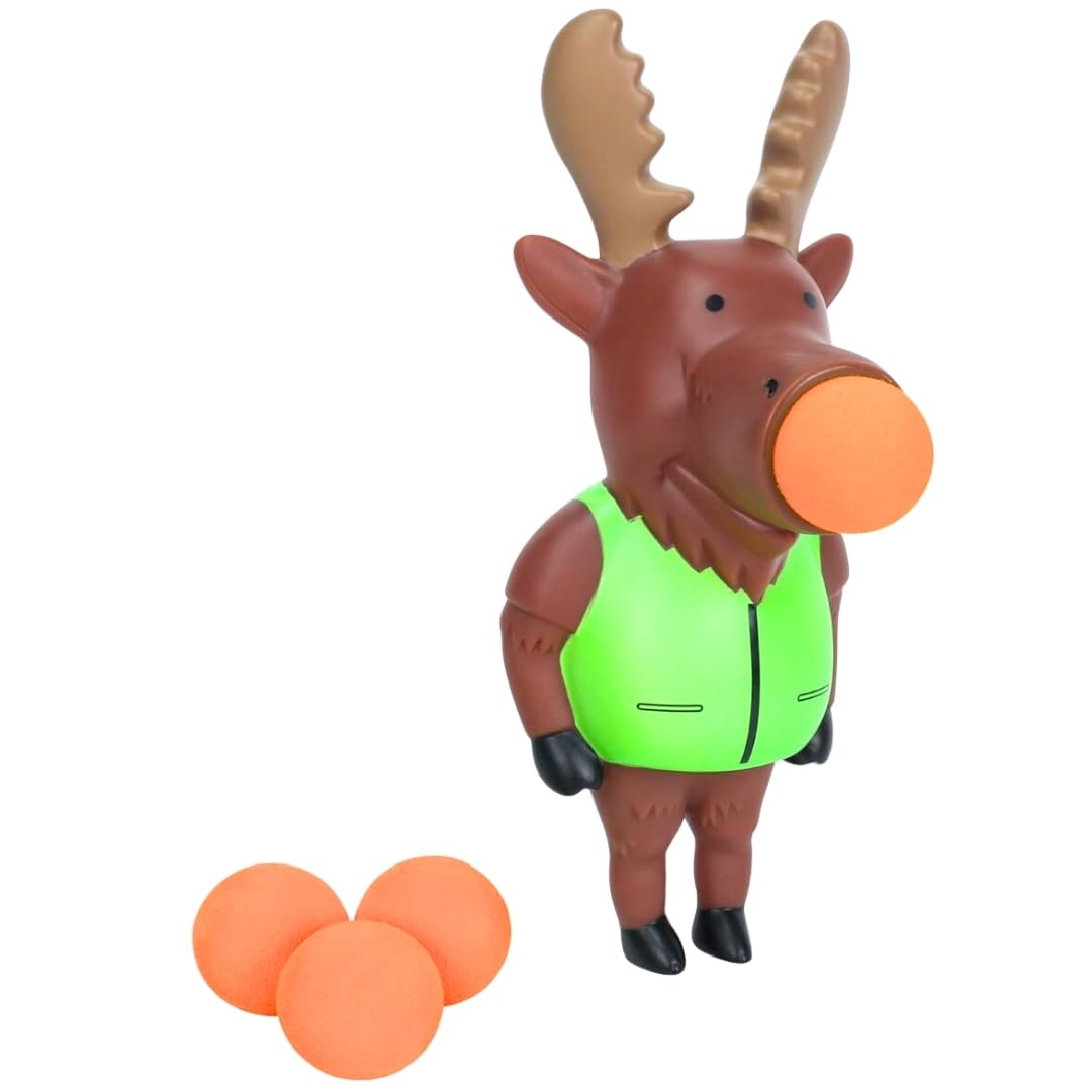 Zing Popper Toy - Launches Foam Balls Up to 20 Feet - Fun Indoor and Outdoor Game for Kids - Includes 4 Foam Balls (Moose)
