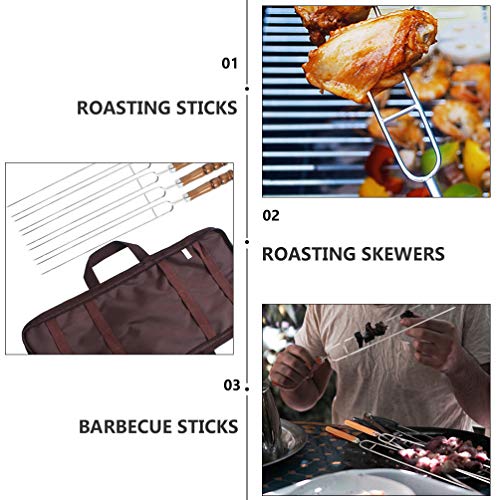 Angoily 5Pcs Espetos de Churrasco Duplo Prong Grelhar Espetos Espetos De CHURRASCO de Aço Inoxidável