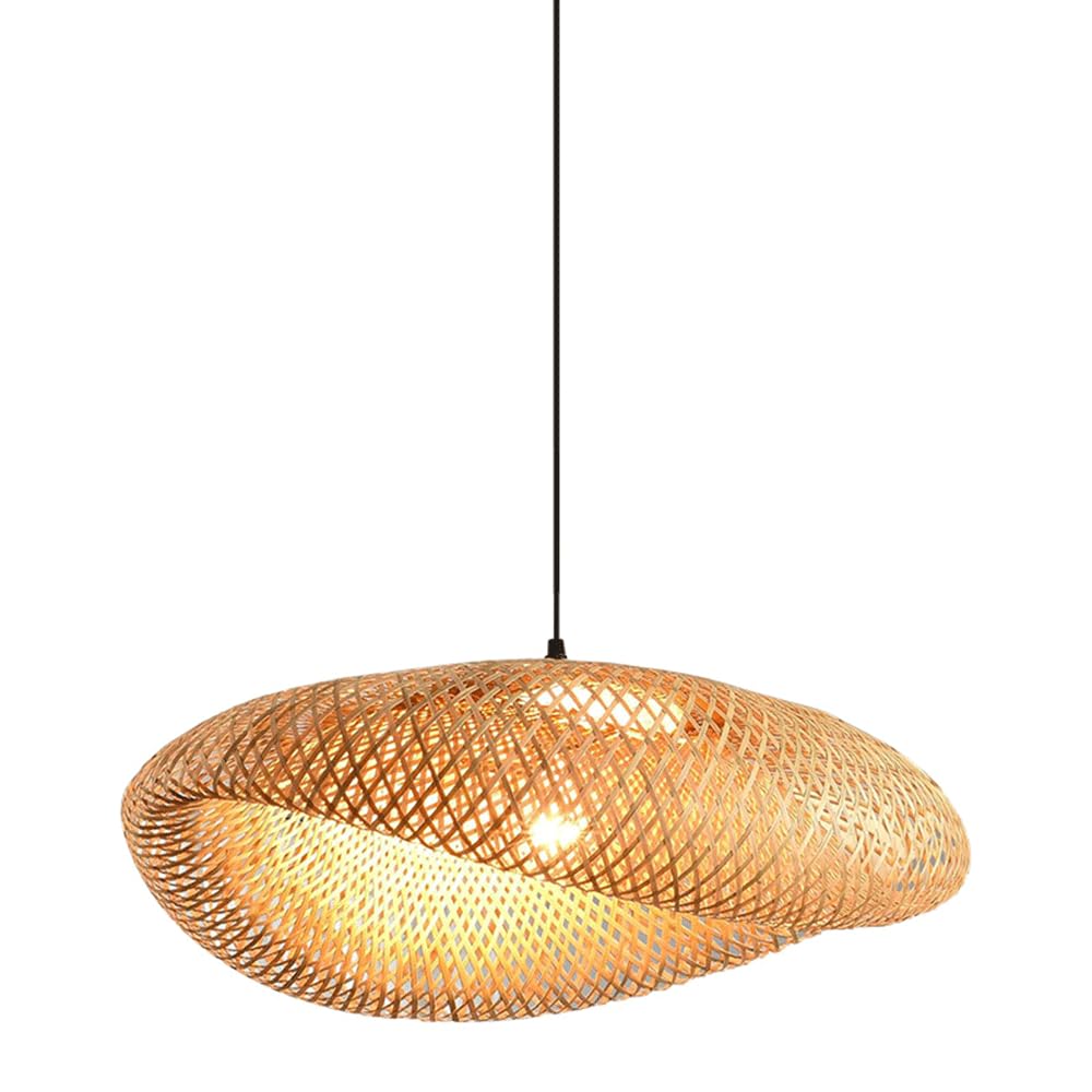 CJSLXGBL Bamboo Farmhouse Chandelier Light Fixtures, Boho Large Pendant Light,Hand Woven Chandeliers,Rustic Chandeliers Hanging Light Fixtures,for Kitchen Island,Dining
