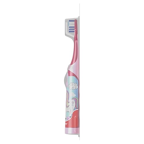 Miniatura 6 de Colgate Cepillo de dientes alimentado por batería para niños, cepillo de dientes con batería AA incluida, cerdas extra suaves, mango plano