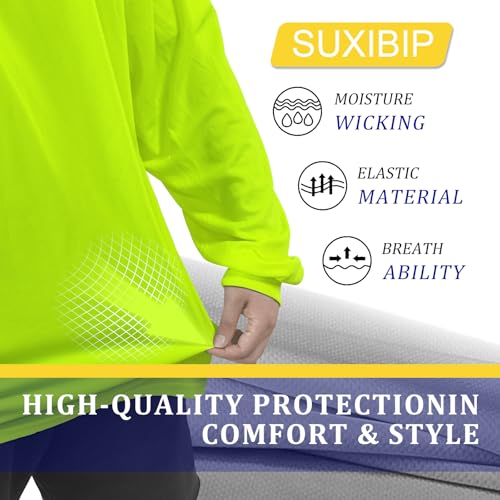 Hi Vis Safety Hoodie, High Visibility Shirts for Men, Long Sleeve, Construction Work Shirts with Sun Protective Hood - Image 6