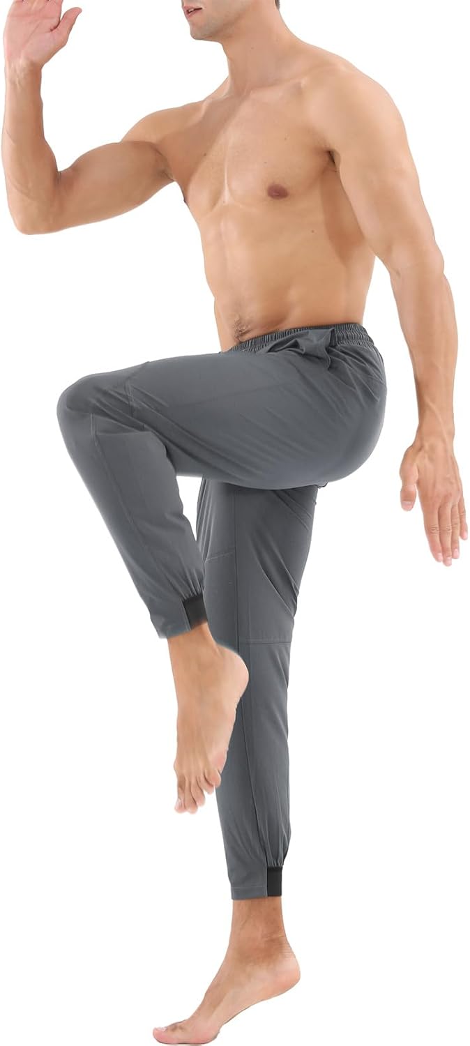 Surenow Mens Athletic Pants Lightweight Workout Joggers Multiple Pockets Gym Sweatpants Quick-Drying Tapered Fit Training - Image 4