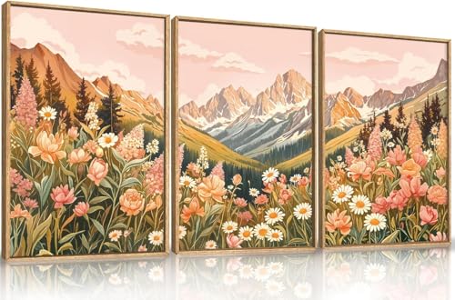 TOARTi Abstract Colorful Mountain Framed Canvas Wall Art,Boh