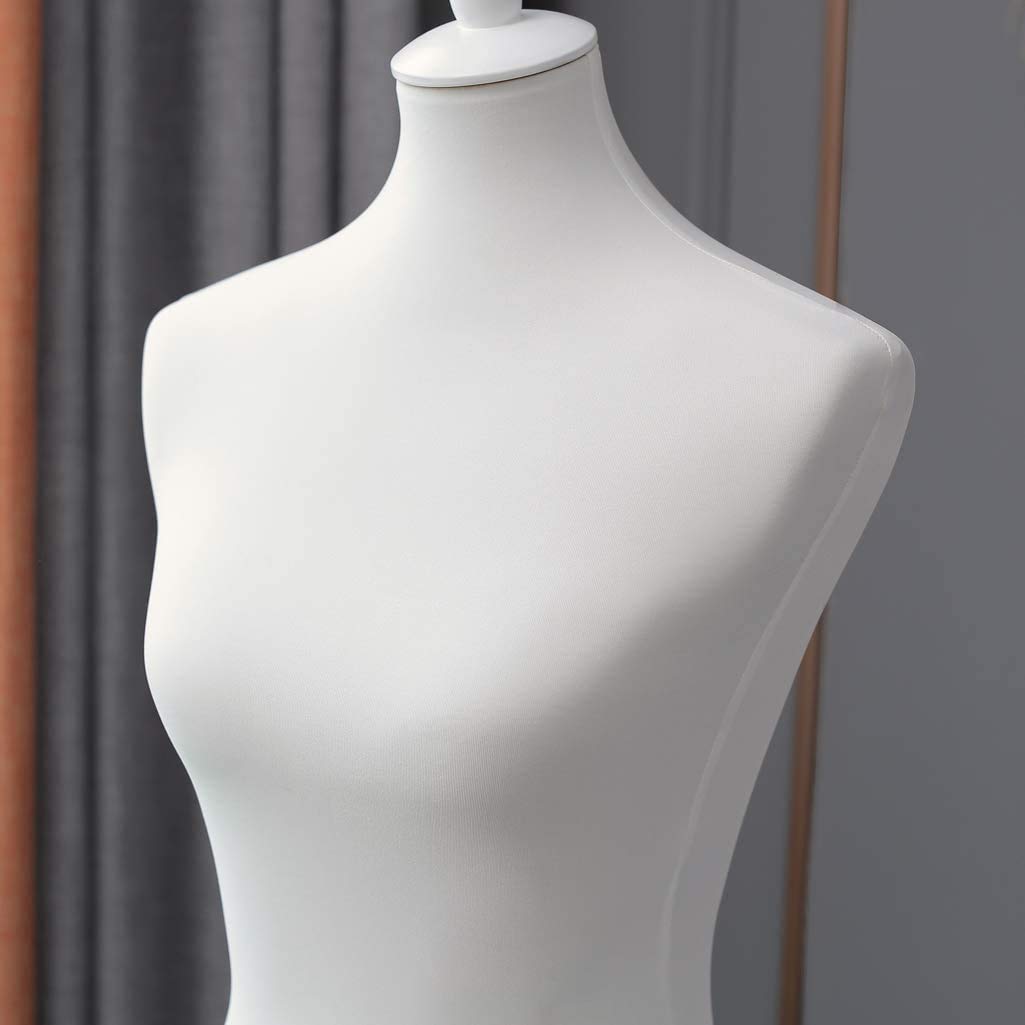 Loywe Maniquí Busto Femenino de Señora, Soporte de Ropa, Exhibición de Escaparate, Ajustable de Altura, trípode de Madera, Blanco Gr.36/38 LW6016W