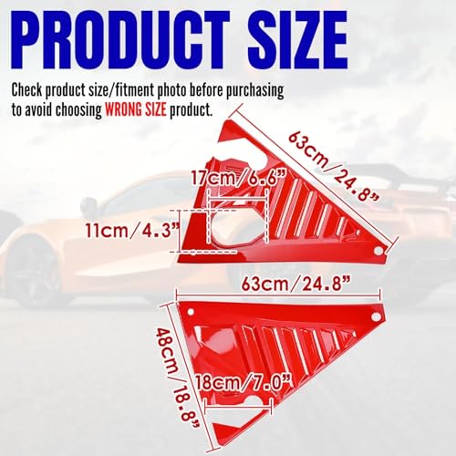Image of 2PCS Upgrade Gloss Red Engine Bay Side Panel Covers Compatible with for Corvette C8 Stingray Z51 2020-2026 and for C8 Z06 2023+,ABS Plastic Mid Engine Compartment Dust Debris Shield Guards