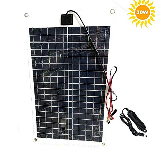 AUECOOR 30 Watt Portable Solar Panel Flexible Solar Module Bendable Solar Charger Thin Lightweight for Car/Boat/Camping/Outdoor/Street light