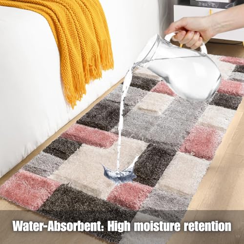 Image of 1.5x3 feet Soft Runner Rug for Living Room and Bedroom, Modern Indoor Floor Carpet with Non-Slip Backing, Comfortable Home Decor Rug, Easy Clean & Durable- (3D Pink B, Rectangular)