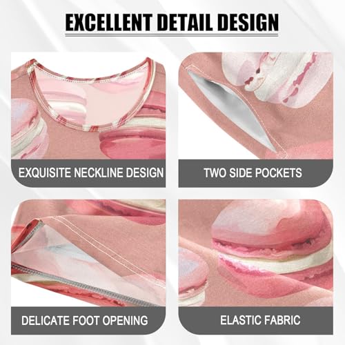 ALAZA Macaron Red Pajamas Set Short Sleeve Cotton Sleepwear Summer Pjs 2 Piece 5-14Y4