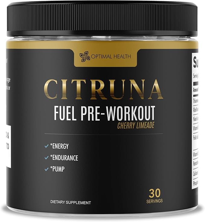 Citruna Pré-treino em pó com L-Arginina, L-Citrulina, L-Tirosina e Taurina, 30 porções
